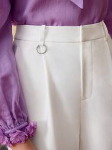 ZEYLAH WOMEN'S PRESS CREASE TAILORED WIDE LEG SUIT PANTS - White - View 2