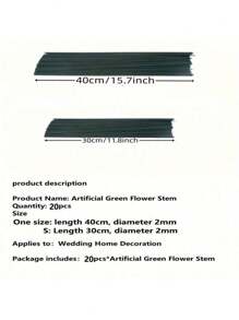 SHEIN 20 件 11.81/15.75 英寸绿色花茎棒 DIY 花卉材料 手工金属丝花茎配件