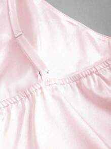 SHEIN Unity Women Summer Solid Color Front Tie Elegant Camisole Satin Cami Top - Pink - View 5