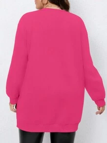 Sudadera con capucha de manga larga con cuello en V, gráfica, simple y casual, de talla grande
