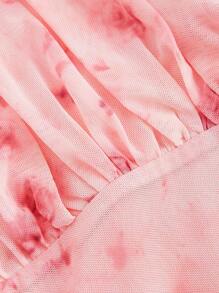 SHEIN MOD Plus Size Ruffle Strap Dress With Tie Detail,. - Pink - View 3