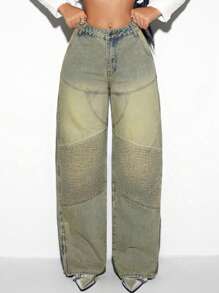 INAWLY Women's Casual Everyday Straight-Leg Washed Denim Jeans - Blue - View 1
