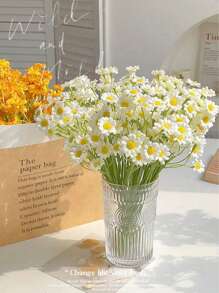 6 件/12 件高端奢华 Ins 风格洋甘菊和雏菊人造花束，家居和摄影装饰，适用于餐桌和客厅复活节 - 白色 - 查看 7