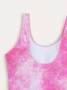 SHEIN 新款时尚青少年女孩连体印花泳衣