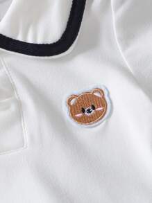 SHEIN 2 件套女婴夏季服装 - 时尚短袖上衣和校园风百褶裙