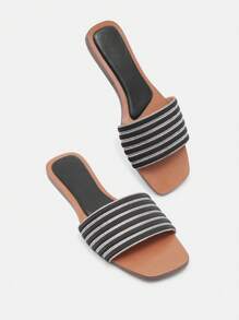 CUCCOO BIZCHIC Women's Rhinestone Design Casual Flat Sandals Spring Shoes Spring Break Easter - Black - View 6