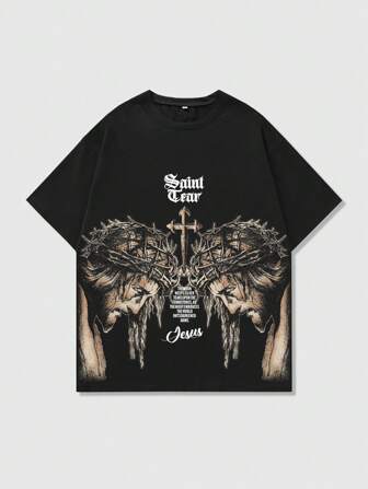 Street Life T-shirt à manches courtes avec imprimé graphique pour hommes, convient pour le printemps et l'été