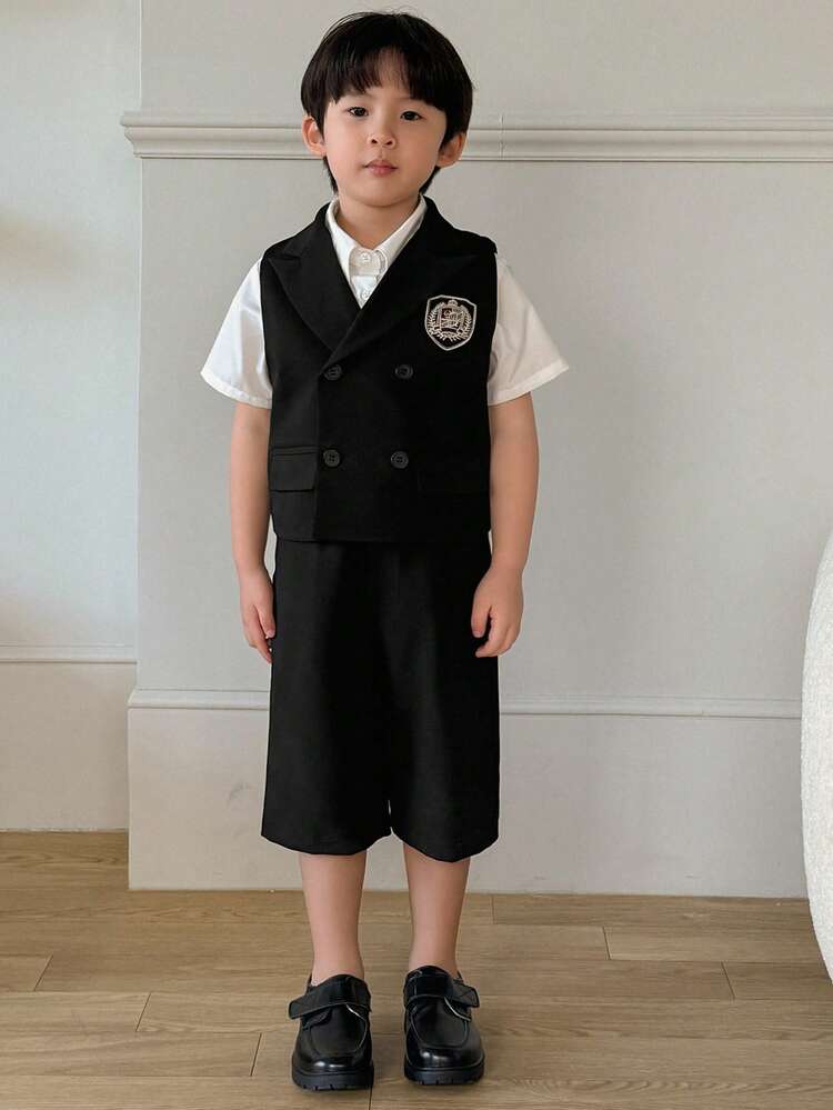 Young Boy Simple Fashion Casual Daily Solid Color Gentleman Outfit
