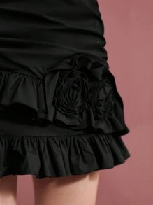 MOTF PREMIUM STEREO FLORAL RUFFLE TRIM SKIRT