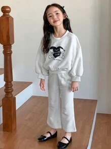 DAZY 2 件套小女孩秋季服装 - 白色 - 查看 3