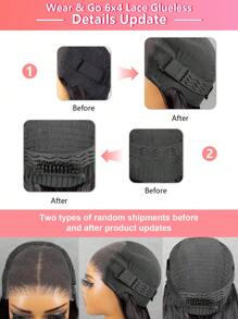 Wear & Go 6*4 高清蕾丝无胶预拔自然发际线直发 180% 8-30 英寸蕾丝闭合假发自然黑色高品质 - SNatural - 查看 7