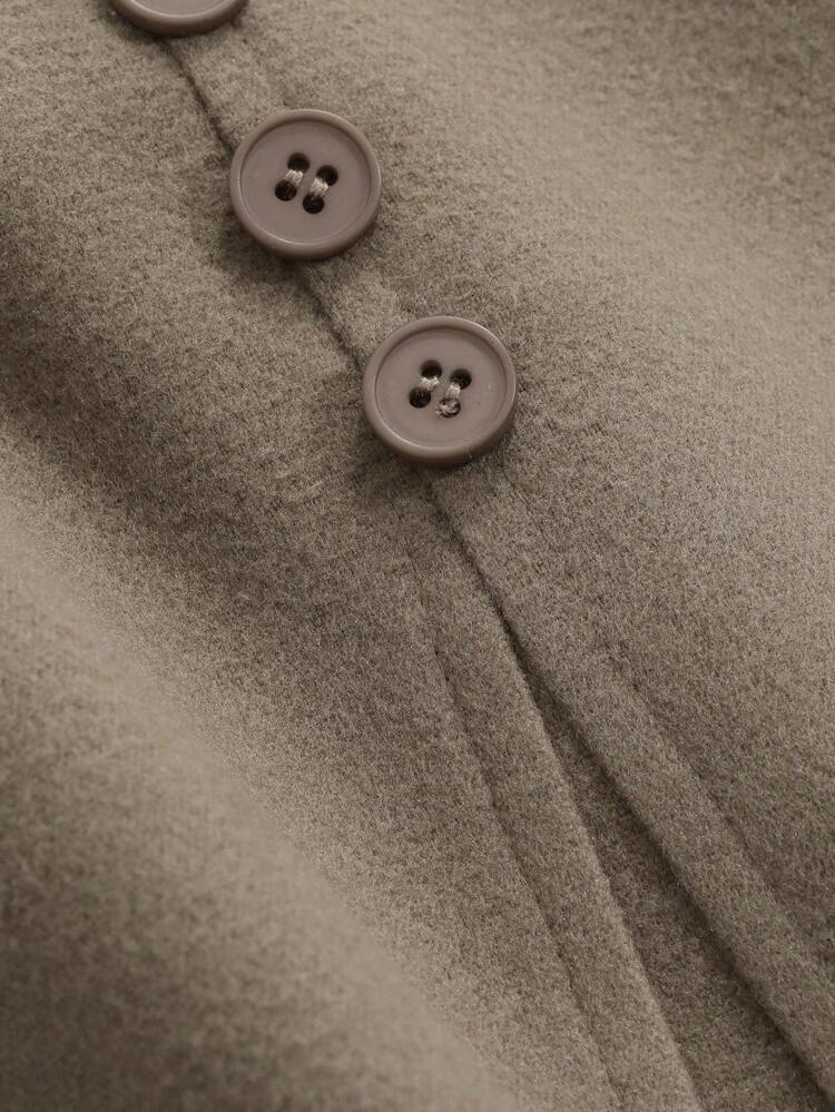 Solid Button Front Asymmetrical Hem Skirt Fall Low Rise