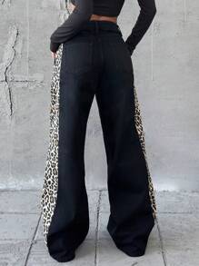 RueChic WOMEN WIDE LEG LOW WAIST JEANS LEOPARD - Multicolor - View 2
