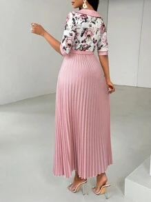 Lunelith SHEIN Lunessa 情人节合身刺绣褶皱设计金属扣装饰女式连衣裙 - 淺粉色 - 查看 2
