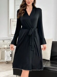 Flare Sleeve Casual Women's Bathrobe