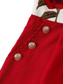 Ellevyn Women's Elegant Rose Print Red Wide Leg Jumpsuit, Suitable For Dates, Outings, Travel Outfit, Valentine's Day Vacation Outfits Woman  Wedding Guest Dress Women - Multicolor - View 12