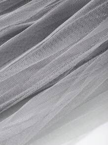 DAZY 女士亮片褶皱网纱弹力腰A字裙 - 藍色 - 查看 7