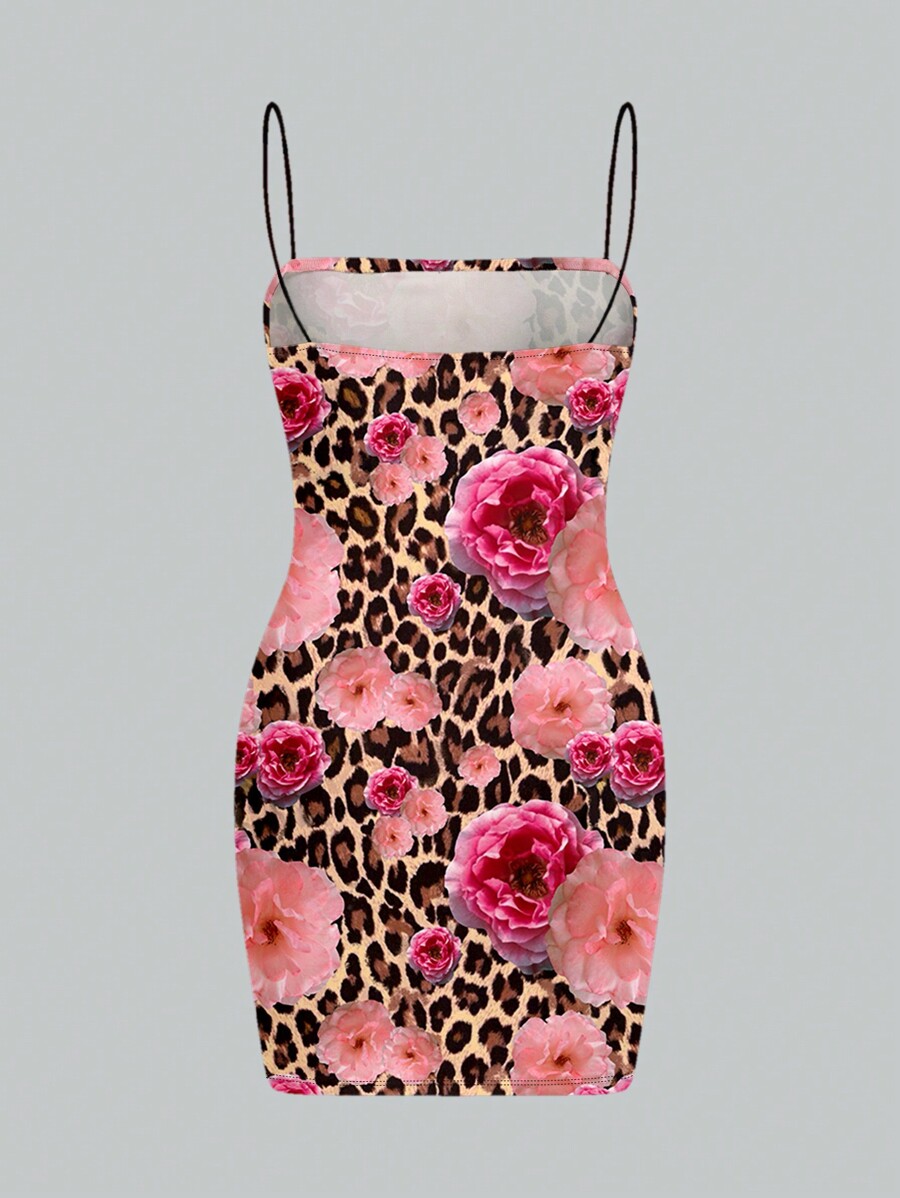 Maria clara maia red leopard print form fitting slip dress elegant