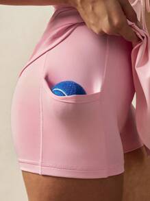 Menodora SHEIN Sport Round Neck Sleeveless Slit Waist Mini Women Active Athletic Dresses - Baby Pink - View 6
