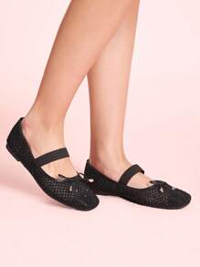 CUCCOO DOLLMOD 时尚水晶镶嵌网眼平底鞋新年假期 - 黑色 - 查看 5