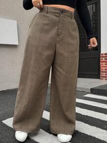 Muchica Plus Size Women's Casual Plaid Wide-Leg Pants In Fall/Winter - Multicolor - View 6
