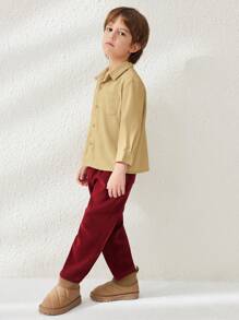 Blossori 男童时尚休闲百搭上衣 - 芥末黃 - 查看 3