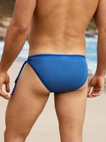 Manfinity VDAYZ Sunga Masculina de Cor Sólida com Amarração em Triângulo para Praia