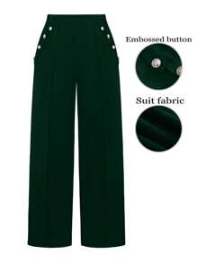 SHEIN Clasi Pantalones rectos de traje casual de talla grande de un solo color