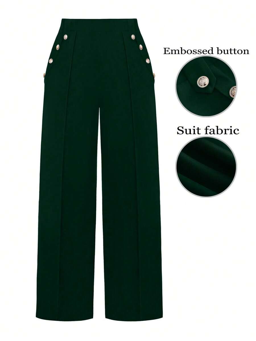 SHEIN Clasi Pantalones rectos de traje casual de talla grande de un solo color