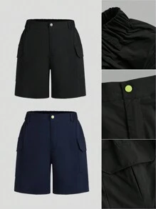 SHEIN Velisys 2 Stück Damen Lässig Einfarbig Cargo & Sport Shorts Set - Verschiedenfarbig - Übersicht 2