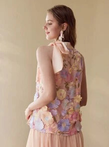 MOTF PREMIUM 花卉贴花结饰背心 - 彩色 - 查看 7