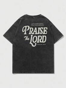 Manfinity Dauomo 男士基督教美学衬衫、基督教服饰、棕色耶稣 T 恤、基督教街头服饰、圣经诗句 T 恤、男士基督教礼物 - 黑色 - 查看 2