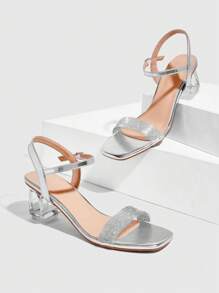 CUCCOO SZL Women's Crystal Heels Glass Rhinestone High Heel Sandals, Suitable For Going Out, Banquet And Other Events