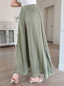 DAZY Pantalon culotte élégant et ample de couleur unie 7/8 pour femme