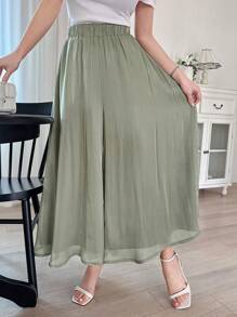 DAZY Pantalon culotte élégant et ample de couleur unie 7/8 pour femme