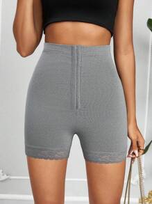 SHEIN Lady Women's Solid Color Front Button Simple Leggings, Casual Daily Wear