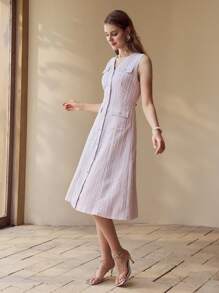 MOTF PREMIUM BUTTON FRONT POCKET SLEEVELESS DRESS,SPRING/SUMMER - Mauve Purple - View 6