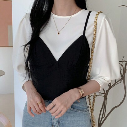 여성용 솔리드 컬러 텍스처 크롭 캐미 캐주얼 엘레강스 여름 탱크탑
