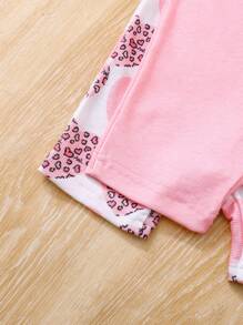 2pcs Set Baby Girls Sweet & Cute Casual Soft Knit Heart & Princess Letter Graphic Sleeveless Romper , Comfortable For Indoor Or Outdoor Wear, Spring/Summer - Pink - View 4