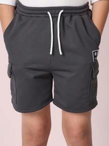 SUMWON Youth Athletic Cargo Shorts Lightweight Drawstring Sport Sweat Casual Workout Training Running School Play Summer Active Wear Elastic Waist - Dark Grey - View 6