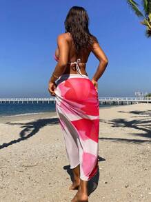 Swim Oasis Women 3pcs Floral Halter Tie Bikini Set, Sexy Summer