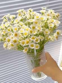 6 件/12 件高端奢华 Ins 风格洋甘菊和雏菊人造花束，家居和摄影装饰，适用于餐桌和客厅复活节 - 白色 - 查看 6