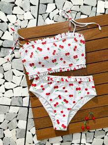 Swim Mod Summer Women's Random Floral Tie Shoulder Bikini Set Set - Multicolor - View 6