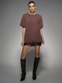 MISSGUIDED Camiseta oversize con efecto de lavado ácido, diseño de estilo casual de calle, moda urbana, aspecto vintage, esencial para otoño e invierno, corte boxy