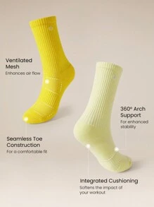 GLOWMODE 3 Pairs Socks Soft Ventilated Mesh With Embroidered Logo Workout Daily Casual - Multicolor - View 4