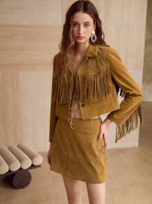 MOTF PREMIUM Falda de cintura alta con cremallera y flores de cuentas