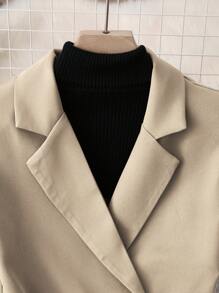 Omancia Casual Solid Color Sleeveless Double-Breasted Suit Jacket - Apricot - View 3