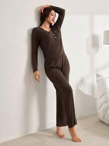 Lazeform Women Fleeced Letter Print Long Sleeve Top And Pants Loungewear Set