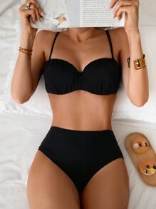 Swim Lushoire Springbreak Solid Push-Up Underwire Two-Piece Bikini Swimwear For Women