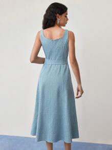 MOTF STUDIO SEQUIN DETAIL ZIPPER BELTED DRESS,SPRING/SUMMER - Blue - View 5